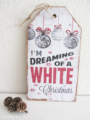 Holz-Schild WHITE CHRISTMAS Deko Frohe Weihnachten Nostalgie Shabby Vintage