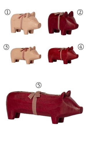 MAILEG Kerzenschwein Kerzenhalter Schwein Holzschwein rot rosa Deko Weihnachten