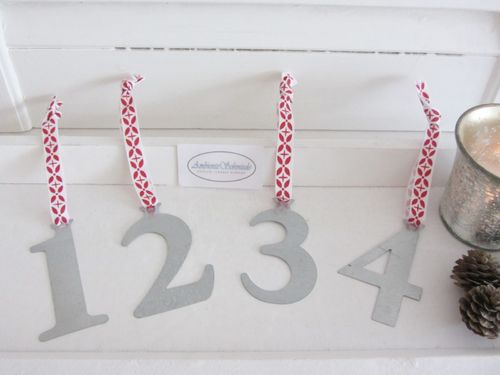 Advents-Zahlen 1-4 Anhänger Kerze Zink silber Adventskranz Weihnachten Landhausstil Shabby Vintage
