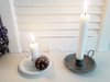 Kammerleuchter ANTIK Kerzenleuchter Kerzenhalter weiß / zink-grau Shabby Vintage Nostalgie