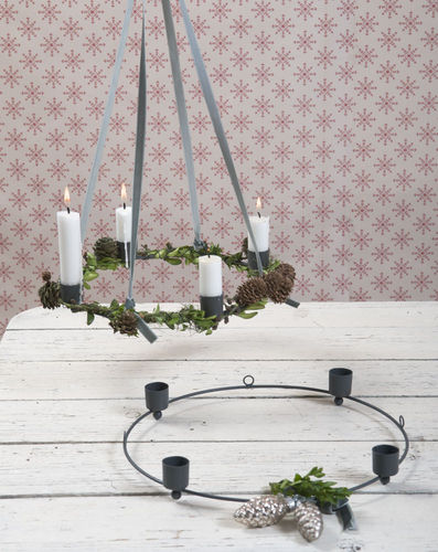 KRASILNIKOFF Kerzenhalter Kranz Adventskranz zink-grau auch zum hängen Weihnachten Shabby Vintage