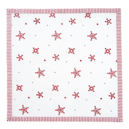 CLAYRE & EEF Stoff-Serviette Platz-Deckchen SCHNEEFLOCKE weiß rot Weihnachten Shabby bow43