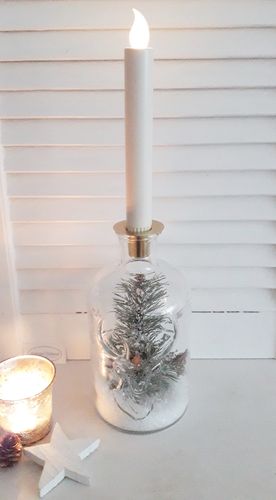 Kerzenhalter Flasche HIRSCH-KOPF gold Deko Weihnachten Skandi Shabby Landhaus