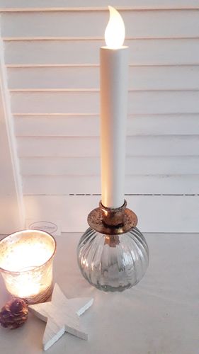 Glas mit Kerzenhalter Aufsatz GOLD Deko Weihnachten Skandi Shabby Landhaus
