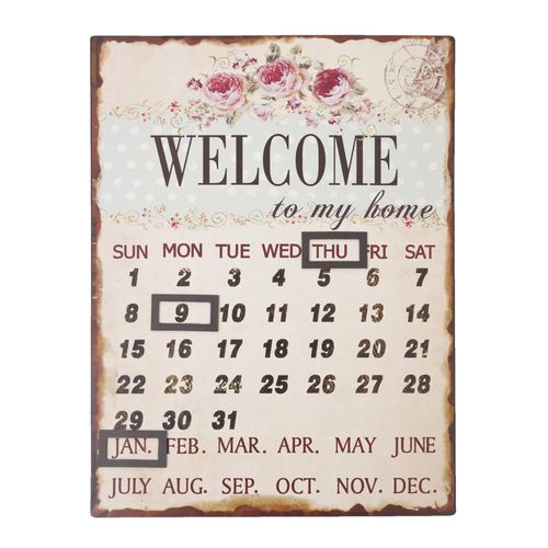Dauerkalender ROSEN Ewiger Kalender Metall Magnete Shabby Nostalgie Vintage antik Landhaus